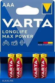 Batéria, AAA (mikrotužková), 4 ks v balení, VARTA MaxTech