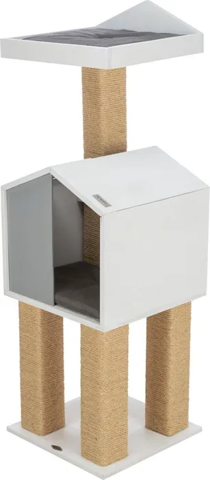 Hlavný obrázok produktu BE NORDIC škrabadlo JONTE, hranaté sloupky, domeček s podestou, 115 cm