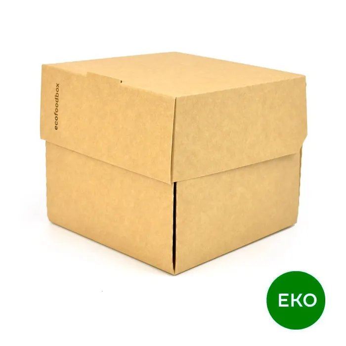 Hlavný obrázok produktu Box na hamburger,eko, kraft, 120 x 118 x 105 mm [25 ks]