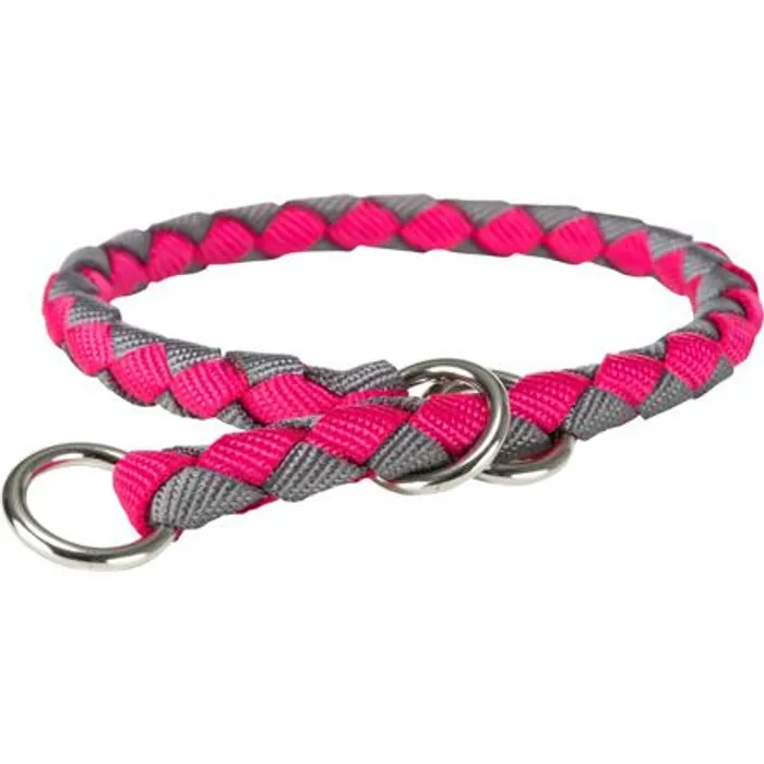Hlavný obrázok produktu CAVO obojek kulatý "Stop tahání" - fuchsie/grafit L:47-55cm/18mm