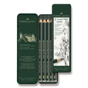 Grafitová ceruzka Faber-Castell Castell 9000 Jumbo 5 ks, plechová škatuľka