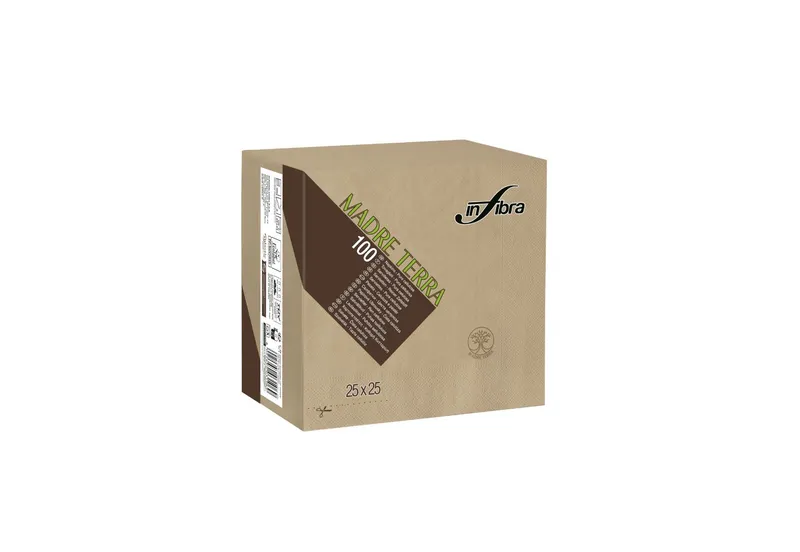 Hlavný obrázok produktu Koktejlové ubrousky Infibra Madre Terra 2vrstvé 25 × 25 cm béžové recyklované [100 ks]