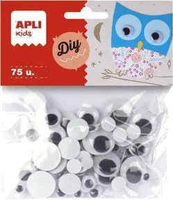 Samolepiace pohyblivé oči Creative, čierna-biela, APLI