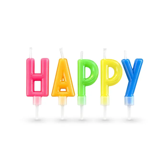 Hlavný obrázok produktu Set svíček na špejli "HAPPY BIRTHDAY" 65mm [1 sada]