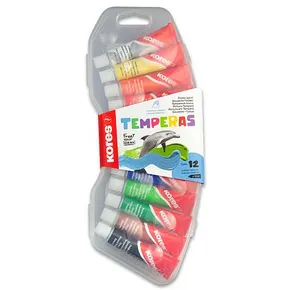 Temperové farby Kores Temperas, 12 farieb v tubách po 12 ml