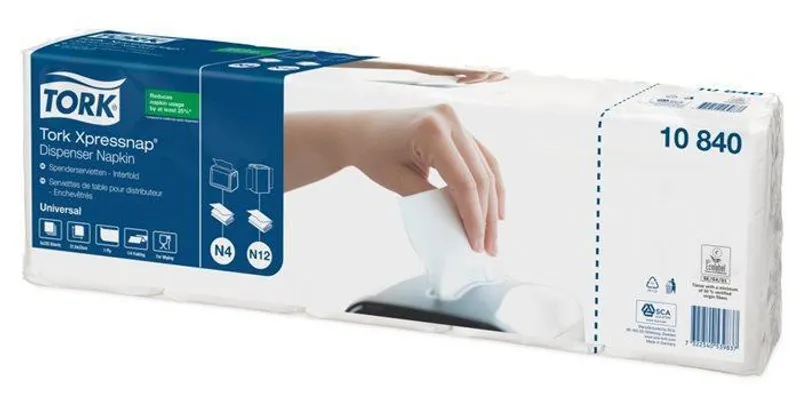 Hlavný obrázok produktu Ubrousky do zásobníku Tork 10840 Xpressnap N4 1vr bílé 21,3×33 cm [9000 ks]