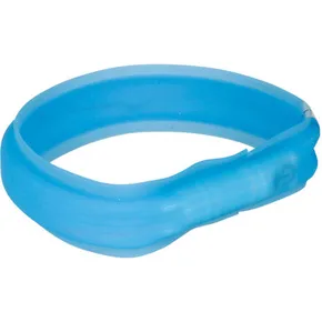 USB svietiaci obojok PLOCHÝ, modrý M-L: 50 cm/30 mm